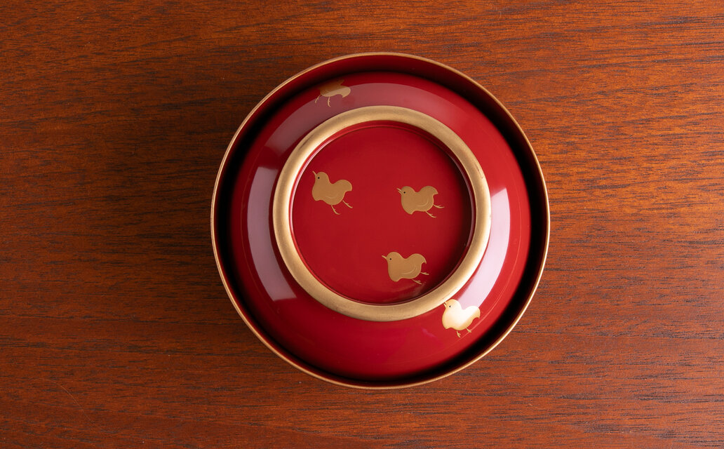 輪島塗 朱塗 波千鳥撫子蒔絵 菓子椀 E968B | iichi 日々の暮らしを