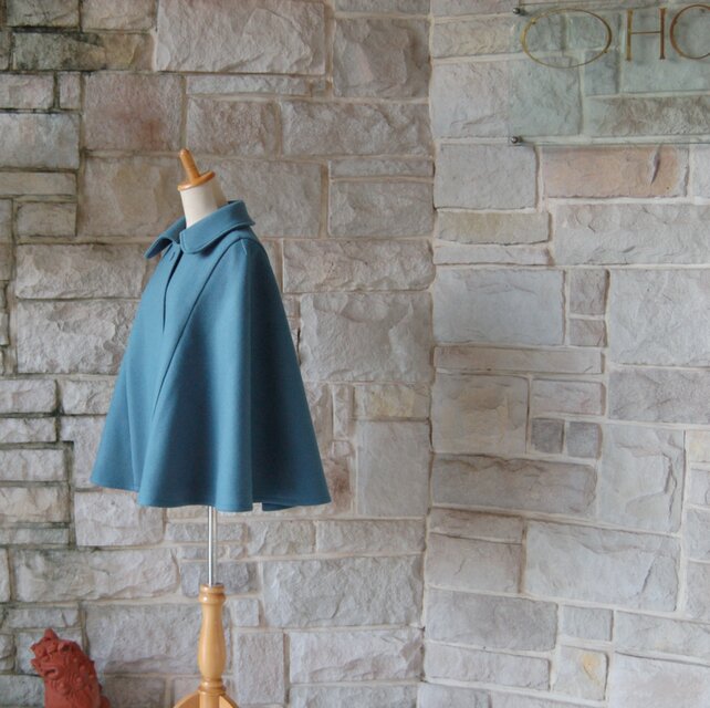 ケープコート】 カシミヤウール モネ 睡蓮 ジヴェルニー ブルー