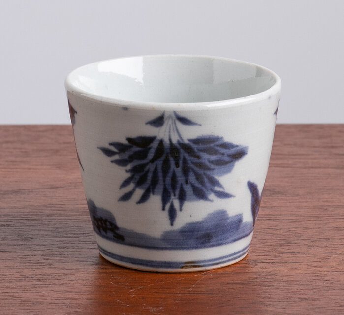 古伊万里 染付 岩に笹竹図 蕎麦猪口 江戸後期 | iichi 日々の暮らしを