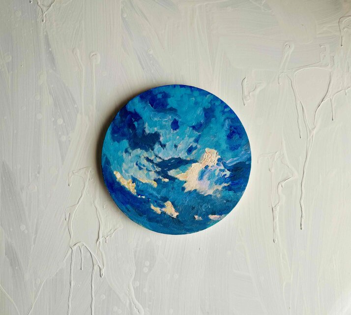 絵画「PAN」油彩・原画・直径25㎝ 丸形・アートパネル | iichi 日々の