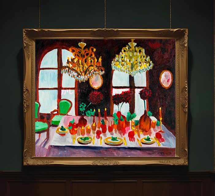 38×46㎝「西洋式テーブルA」F8・原画・油彩 | iichi 日々の暮らしを