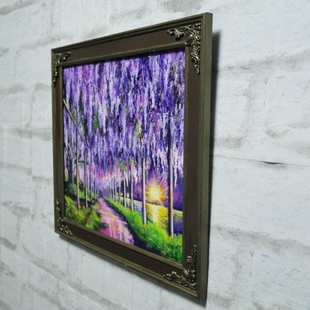 幻想的な光 油絵/油彩画【藤のライトアップ】絵画 原画 | iichi 日々の