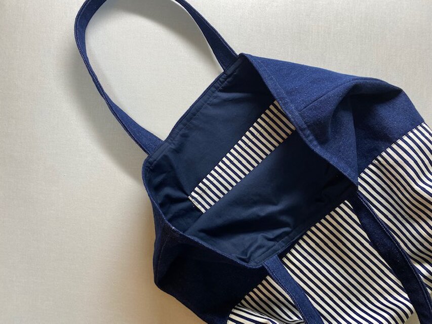 トートバッグ 紺デニム×紺白ストライプ | iichi 日々の暮らしを