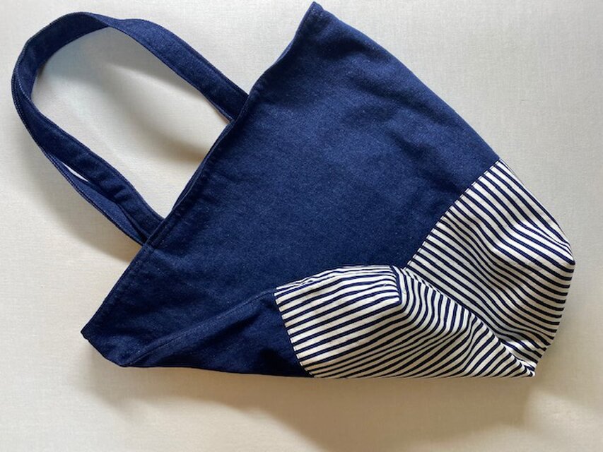 トートバッグ 紺デニム×紺白ストライプ | iichi 日々の暮らしを