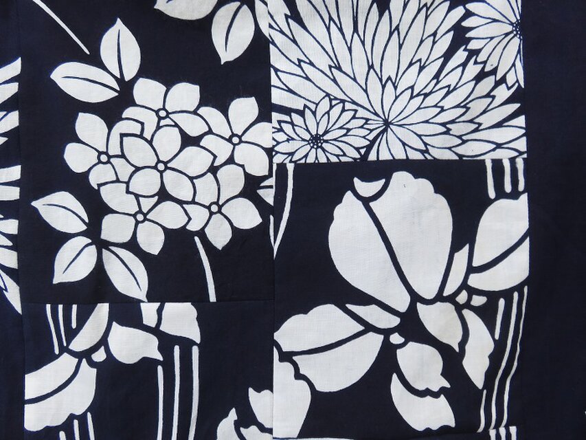 浴衣リメイク＊花模様浴衣のパッチスカート・B（夏裏地つき） | iichi