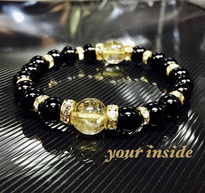 ルチルクォーツ オニキス 天然石ブレスレット | iichi 日々の暮らしを