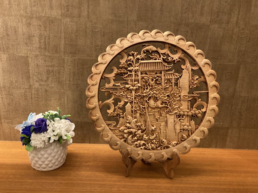 鯉登竜門Ⅱ 38cm（登竜門・滝登り) 参次元彫刻 | iichi 日々の暮らし