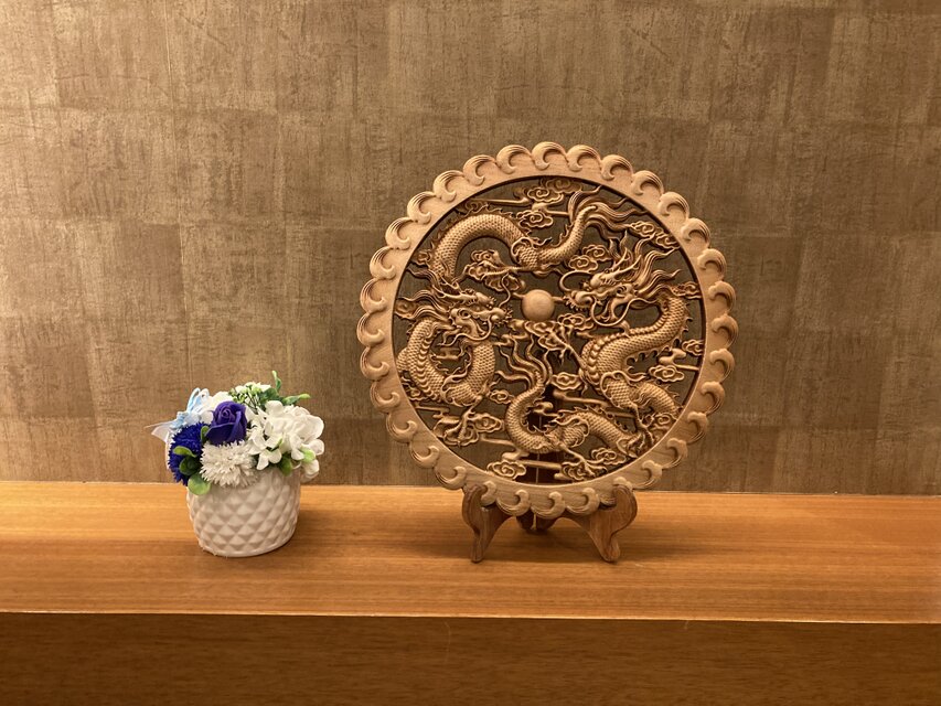 双龍戯珠 38cm（龍・竜・雲) 参次元彫刻 | iichi 日々の暮らしを