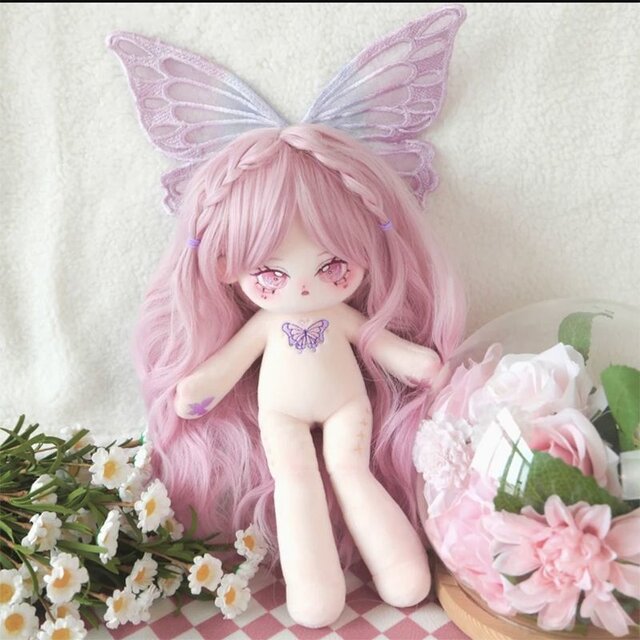 長い脚 30cm 無属性 ぬいぐるみ ピンクの髪ピンクの目女の子 着せ替え