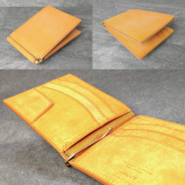 名入可][2色] マネークリップ小銭入れなし --- 国産牛革ロロマ | iichi