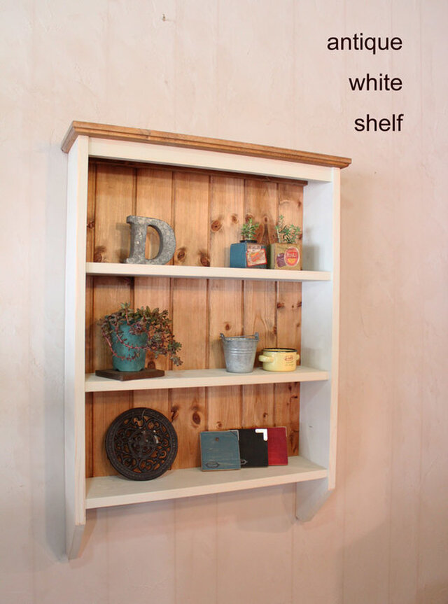 シャビーな3段シェルフ☆アンティークホワイト | iichi 日々の暮らしを