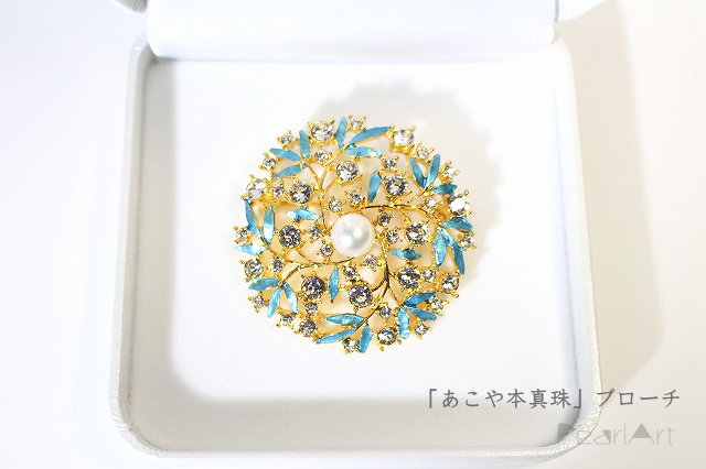 あこや本真珠」ブローチ お花ブルー | iichi 日々の暮らしを心地よく