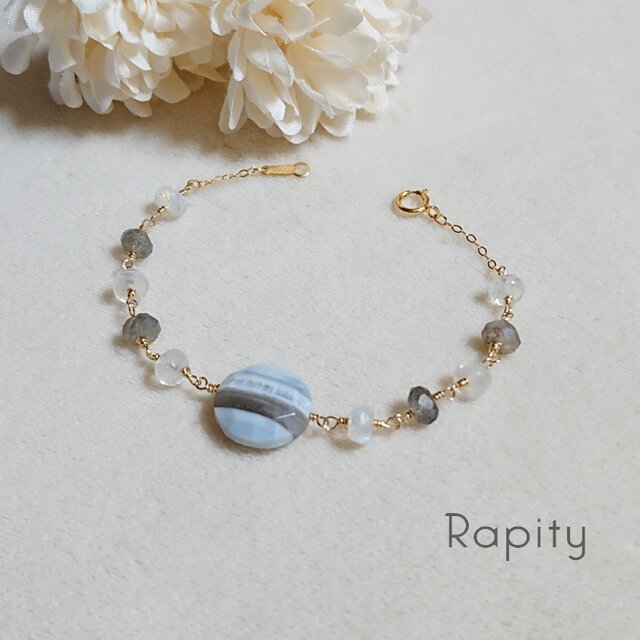 14kgf 天然石ストライプブルーオパール ブレスレット | iichi 日々の