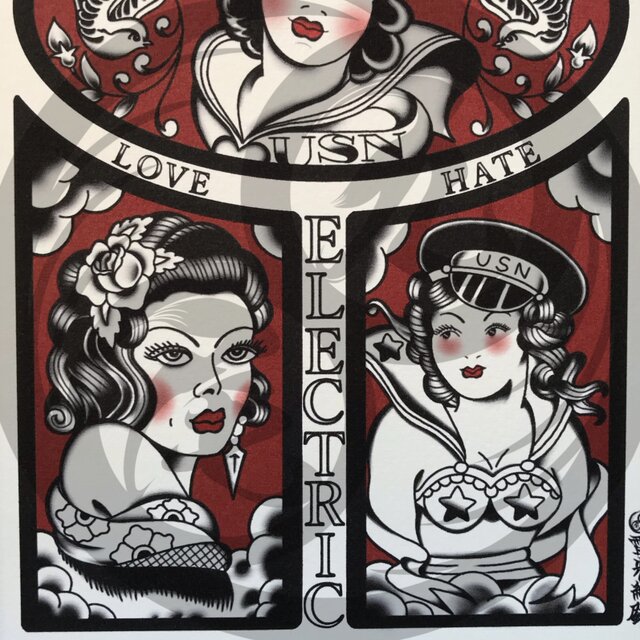 尾九 タトゥーアート ピンナップガール A4サイズ フレーム付き | iichi