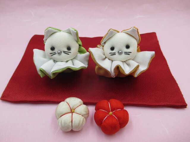 ☆ねこおひな様☆ちりめん細工☆歳時物☆ひな祭り☆お手玉風☆猫☆ネコ