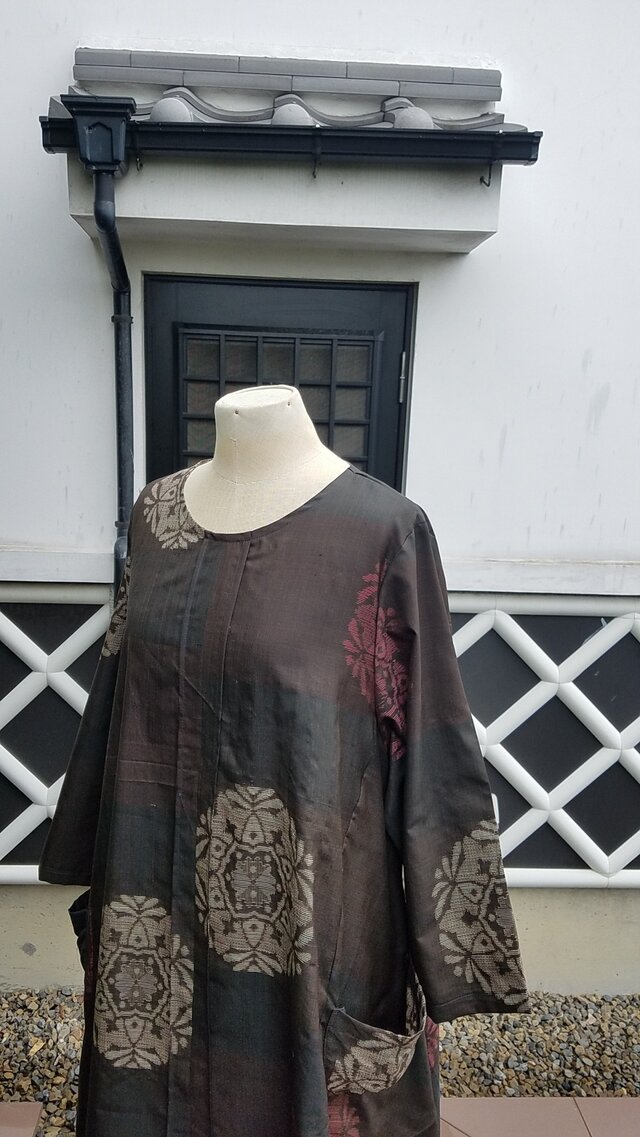 着物リメイク 手作り 龍郷 泥大島 チュニック | iichi 日々の暮らしを