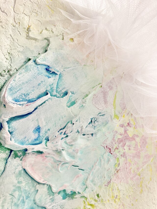 Midnight flower （信念の花）白 花 ピンク ブルー 抽象画 現代アート