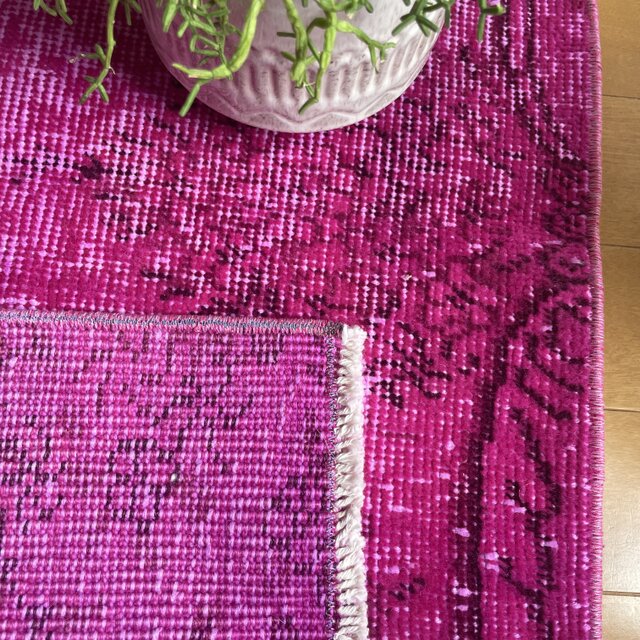 タコ物語】シャビーなモーブピンクのヴィンテージラグ No.722 シャビー