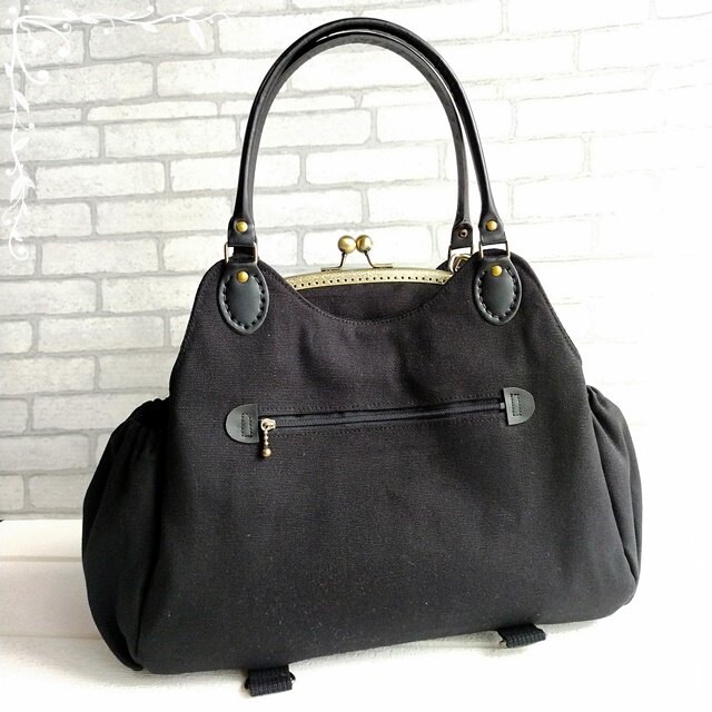 受注製作】3way 11号帆布 あおりがま口バッグ＆ショルダー | iichi