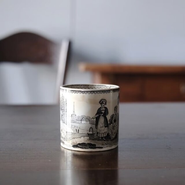 ジアン ファイアンスフィーヌ グリザイユ デミタス カップ アンド