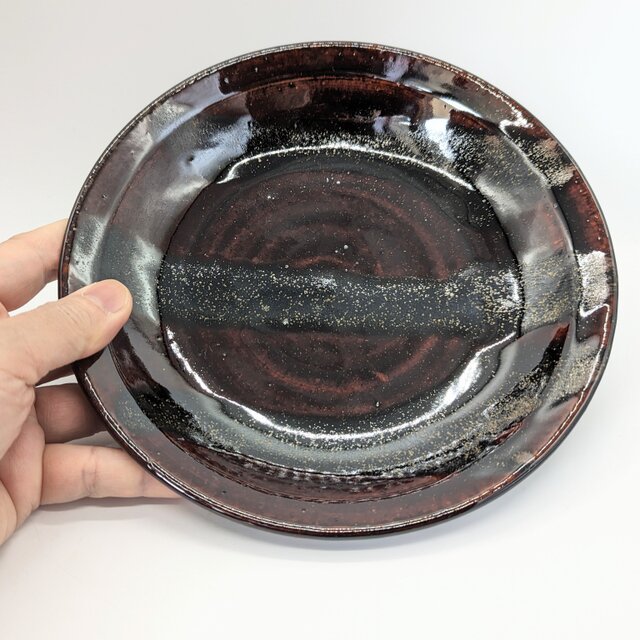 南米 黒色陶器皿 茶色模様 アンティーク 南米 黒色陶器皿 茶色模様