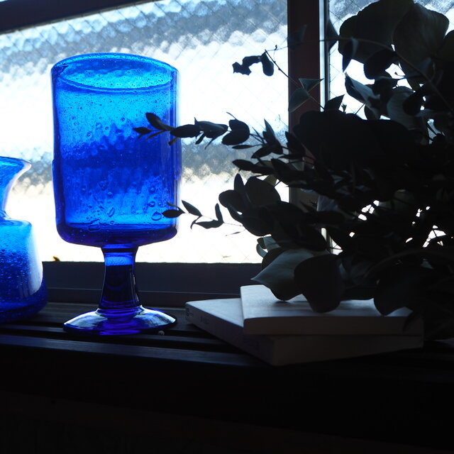 サイン有り】エリックホグラン Erik Hoglund ブルーガラス 花器花瓶