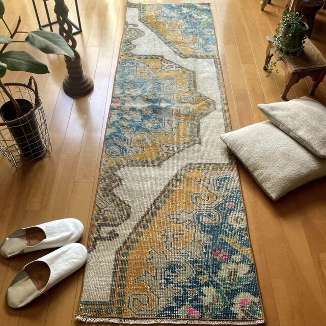 55×193 アヴァノスラグ ロングランナーラグ トルコヴィンテージラグ