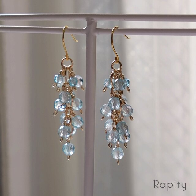 14kgf☆天然石ブルートパーズ デザインピアス | iichi 日々の暮らしを