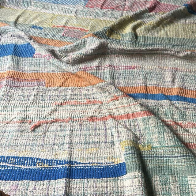 大判123-129×181 インド 手縫いヴィンテージカンタキルト ラリーキルト