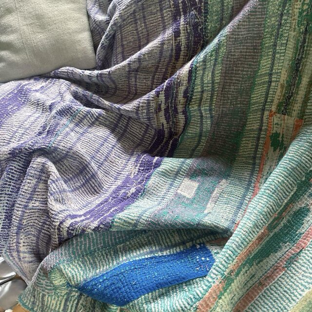 大判123-129×181 インド 手縫いヴィンテージカンタキルト ラリーキルト