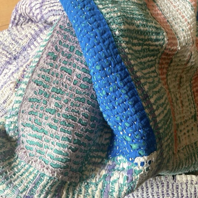 大判123-129×181 インド 手縫いヴィンテージカンタキルト ラリーキルト