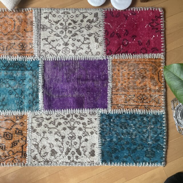 sale】 71×120 パッチワーク 手縫い レア オーバーダイ トルコ