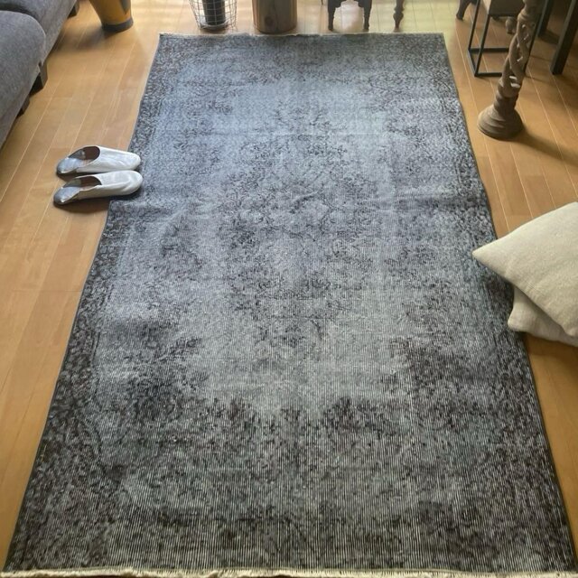 113×205 絶妙ブルーグレイ オーバーダイ メダリオン トルコ