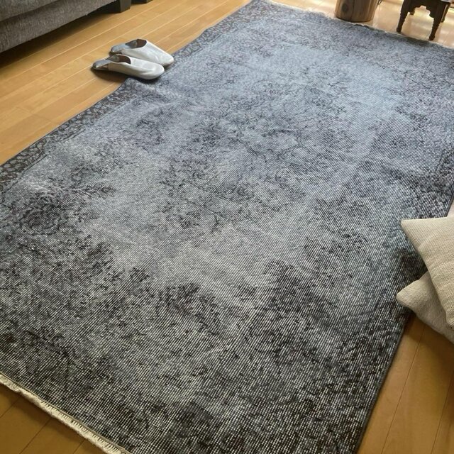 113×205 絶妙ブルーグレイ オーバーダイ メダリオン トルコ