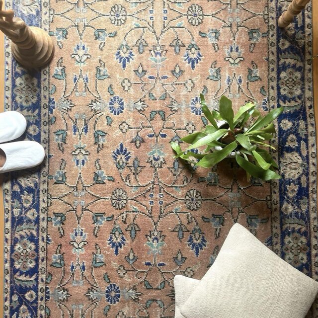 112×203 サーモンピンク グラデーション 草花ボタニカル トルコ