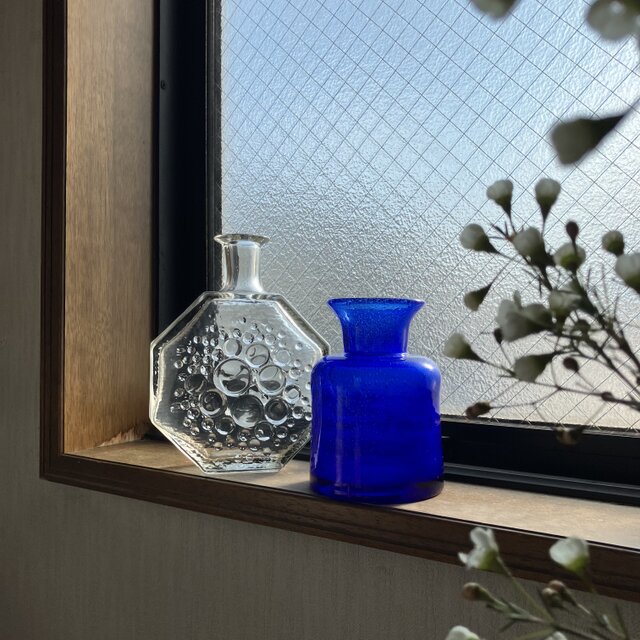 北欧＊エリックホグランのフラワーベース／青色／花瓶／ガラス／BODA