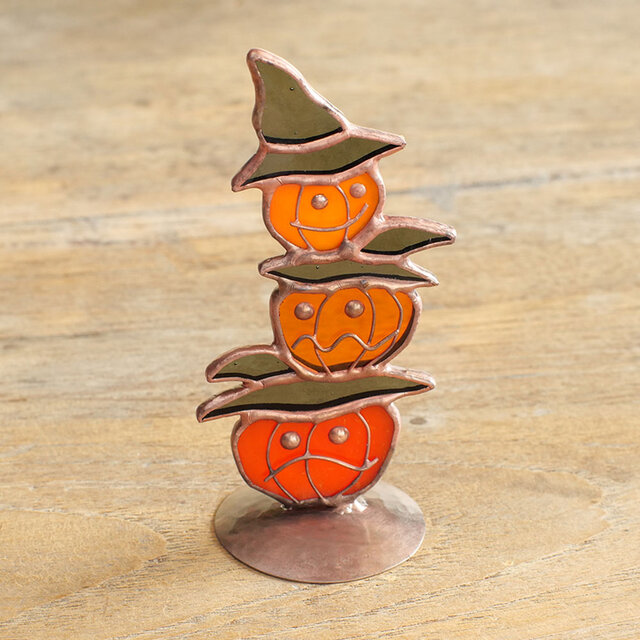 ハロウィン かぼちゃお化けの三兄弟 ステンドグラス | iichi 日々の