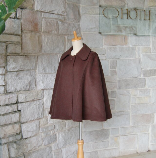 ケープコート カシミヤウール 香ばしいローストブラウン タイムレス