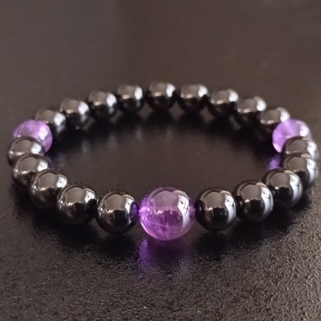 モリオン・アメジスト・8mm・2天(親玉10mm)【最高品質・鑑別済み