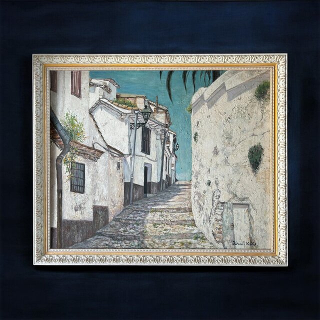 白い町(油絵25号、スペイン、グラナダ 、原画、一点物) | iichi 日々の
