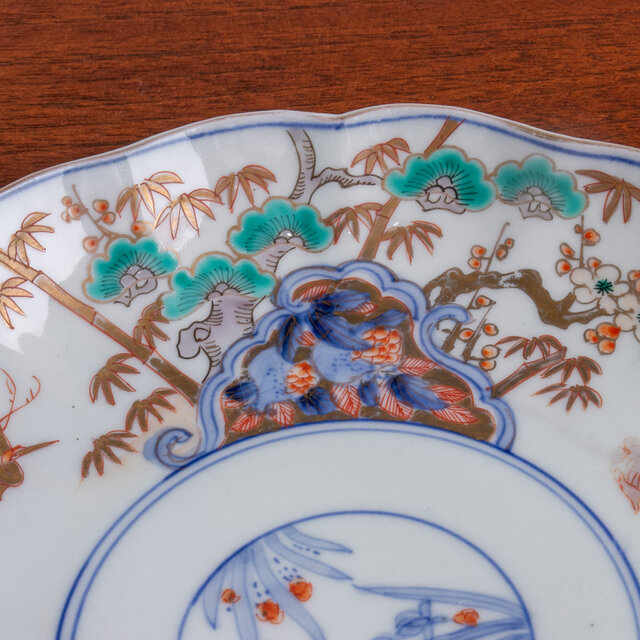 古伊万里 染錦四君子鶴亀文 七寸皿 明治時代 | iichi 日々の暮らしを