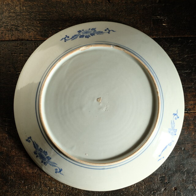 花と蝶々◇伊万里 十寸印判イゲ大皿 骨董/antiques 器 暮らしに 大正