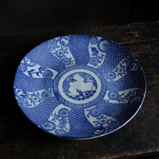 古美術なデザイン◇伊万里 印判大皿 骨董・antiques 松竹梅 馬 鶴 明治