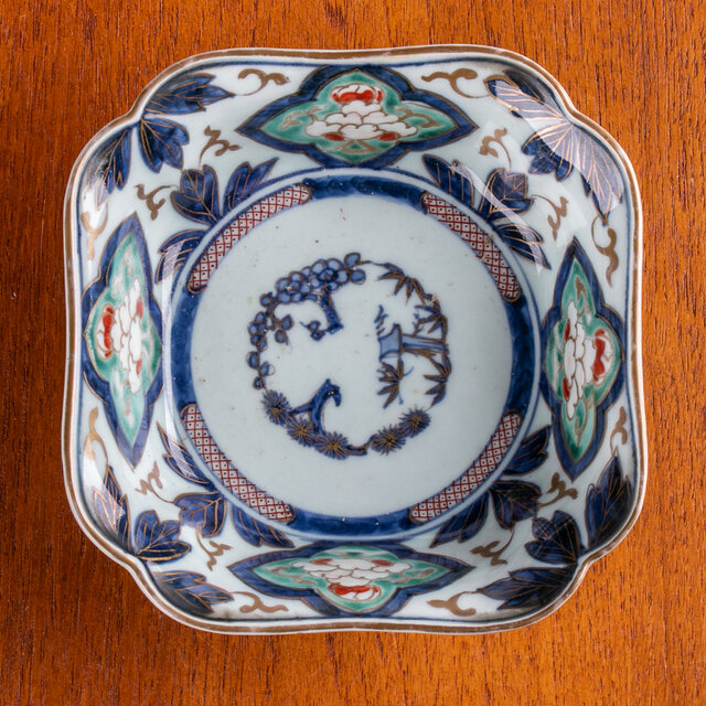 古伊万里 染錦 松竹梅文 隅切角皿 江戸後期 E1696 | iichi 日々の