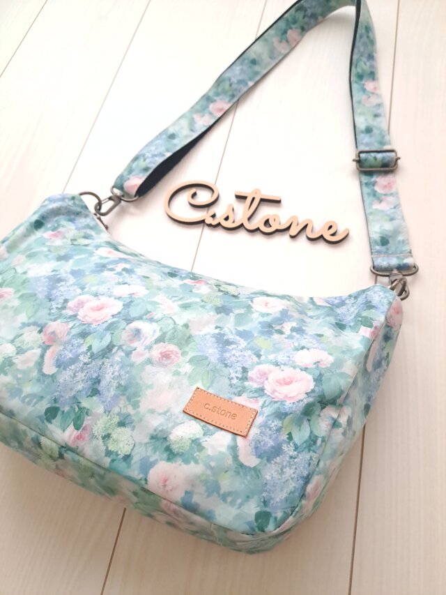 受注製作♪ リバティ ハムステッドサマーグリーン ファスナーポケット