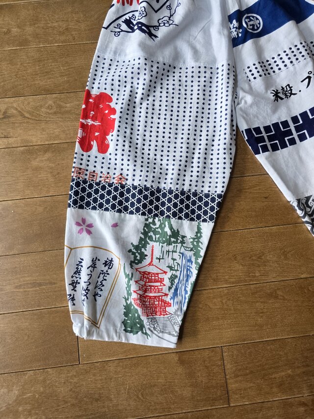 着物リメイク 白 てぬぐい パッチワーク パンツ | iichi 日々の暮らし