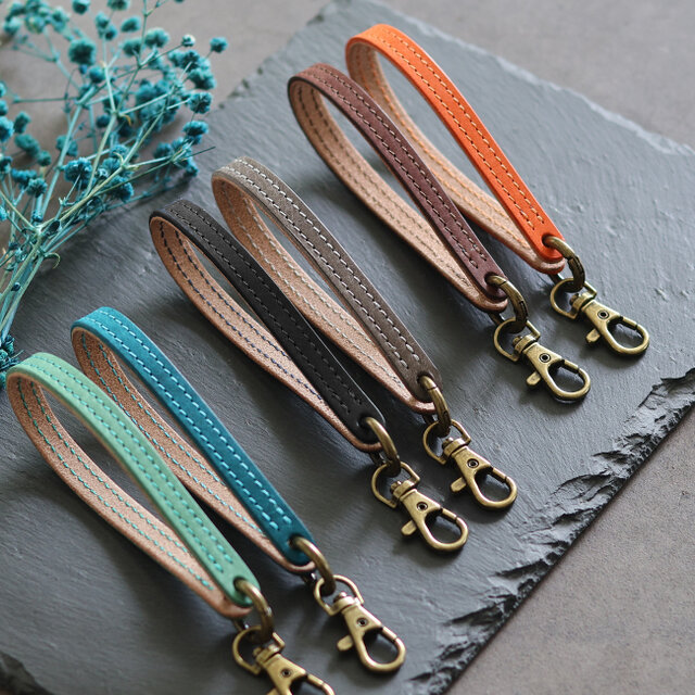 レザーストラップ 丸型カラビナ付き ナスカン付き LF-044 マルゴー