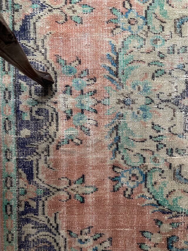 超大判 コーラルピンク 244×132 インディゴブルー トルコヴィンテージ