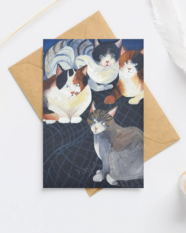 猫のイラストポストカード 6 枚セット | iichi 日々の暮らしを心地よく