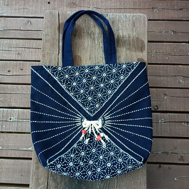 天然藍染・刺し子【一点もの丁寧な手しごとトートバッグ・手提げバッグ